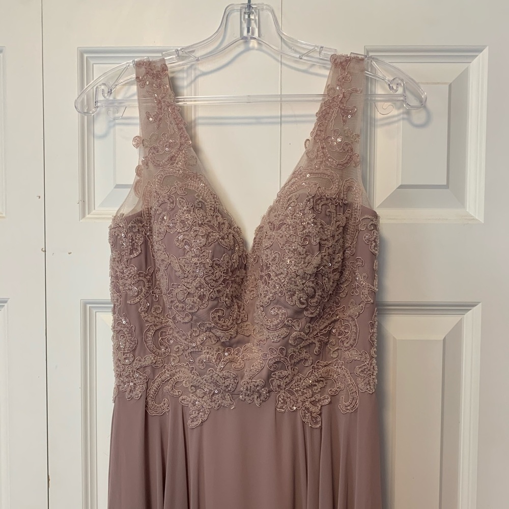 PromGirl Mauve Embellished-Bodice Long Prom Dress
